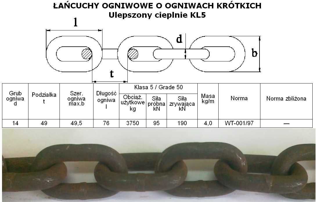 Łańcuch rozrzutnika obornika , LE BOULCH, JOSKIN 14x49 KL5