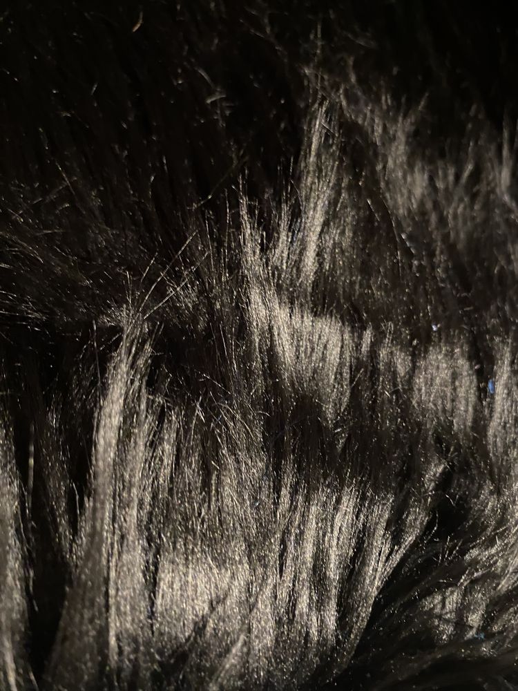 Czarne futro sztuczne włos 70mm czarny tkanina