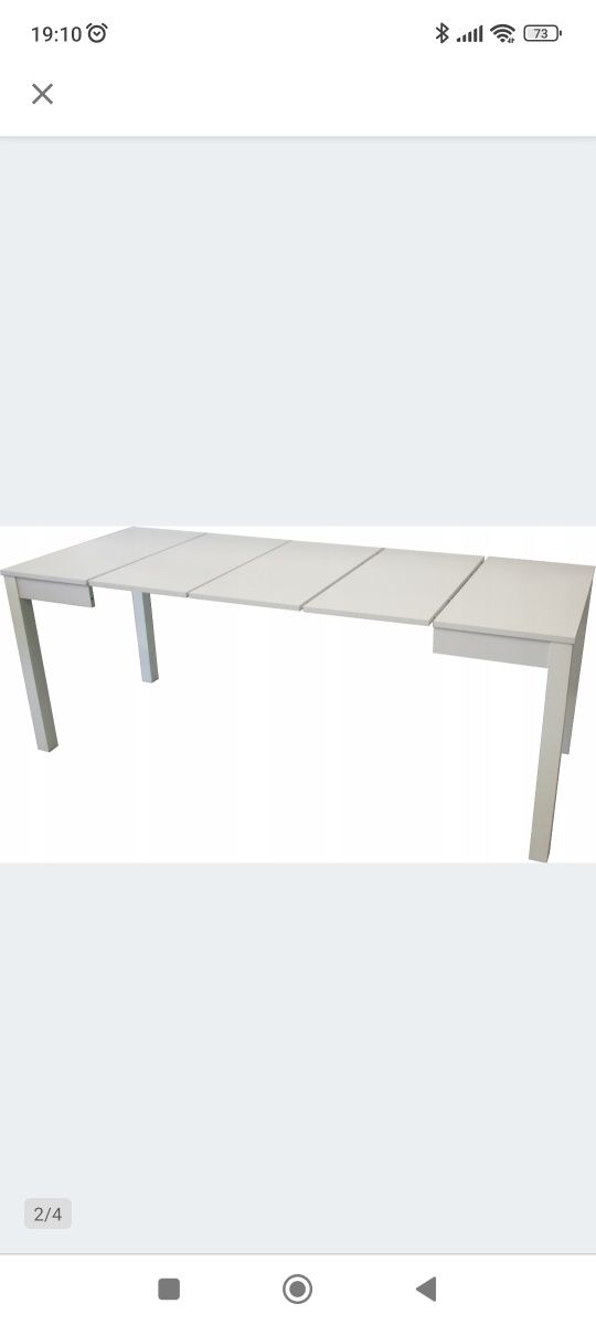 Stół rozkładany biały 80x80-200cm praktyczny