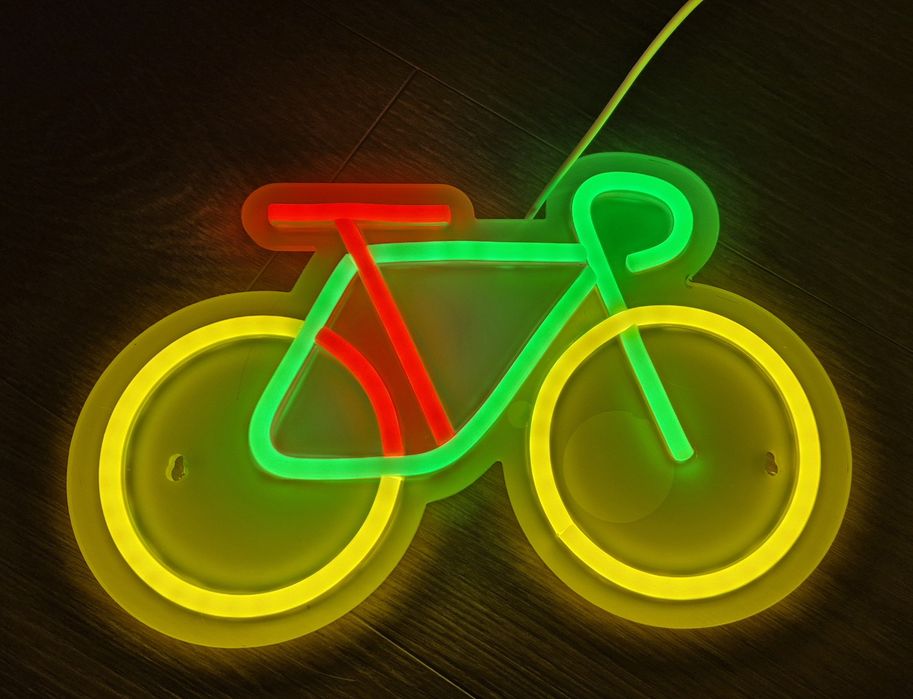 Neon na ścianę rower lampka