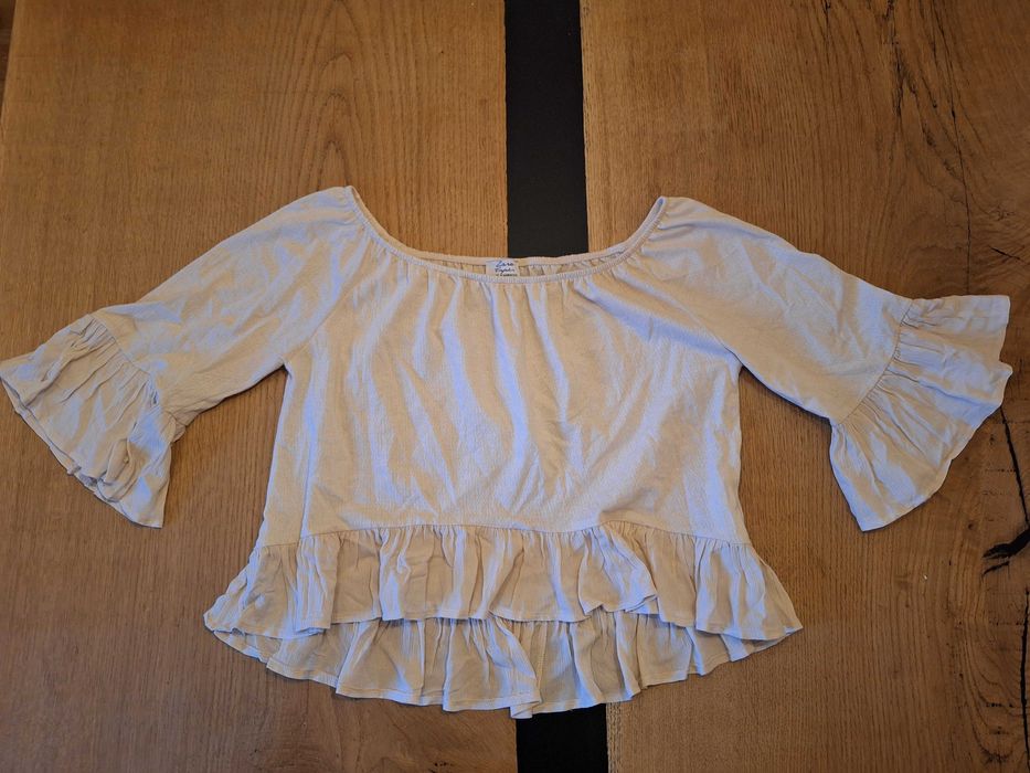 ZARA bluzka z falbaną roz 36/38 blado różowa