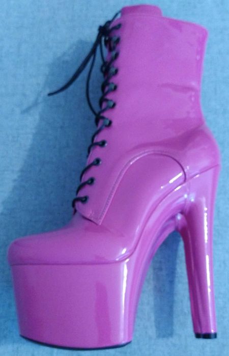 Kozaki pole dance lack latex 41 fuksja róż