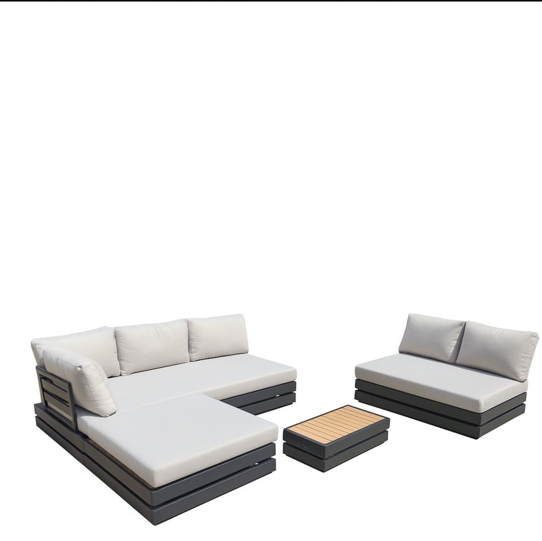 Zestaw mebli ogrodowych sofa narozna stolik