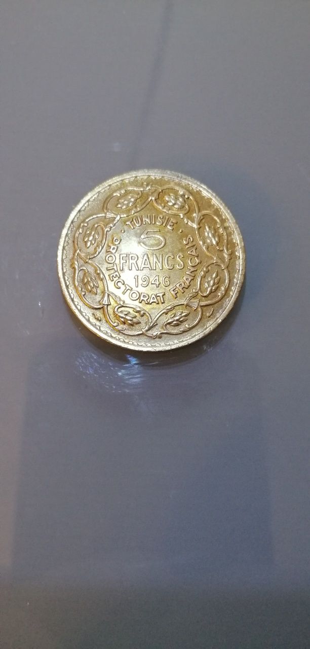Moneta 5 francs Tunezja 1946