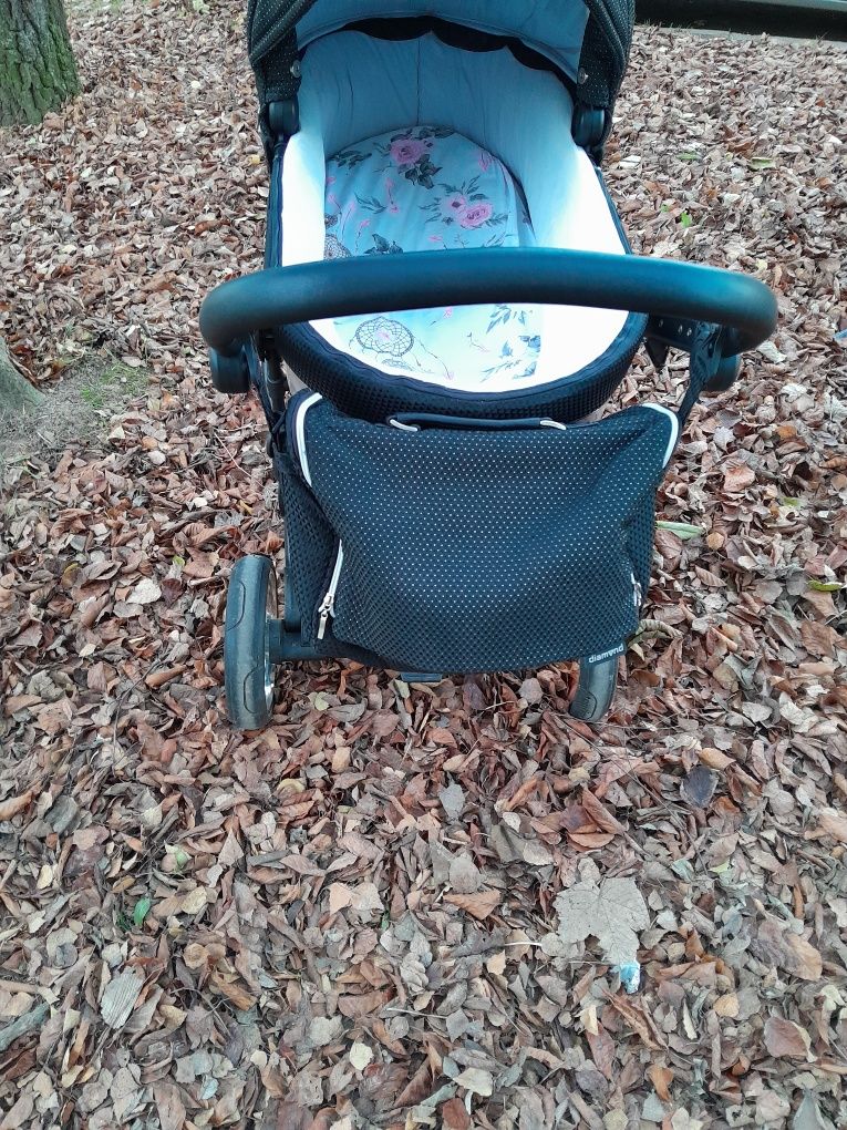 Wózek junama diamond 3w1 z bazą isofix  gondola spacerówka i nosidełko