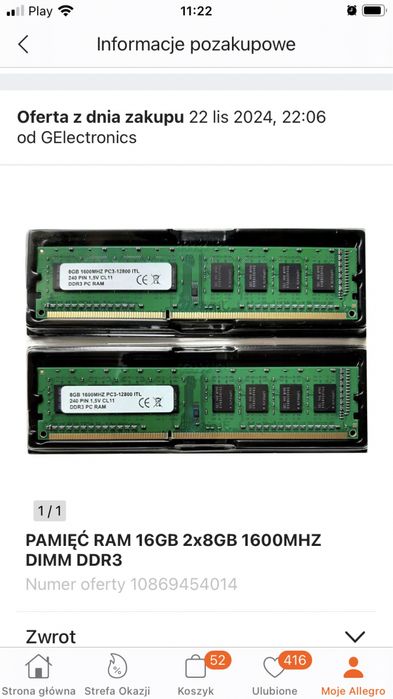 RAM DDR3 16GB 1600MHz