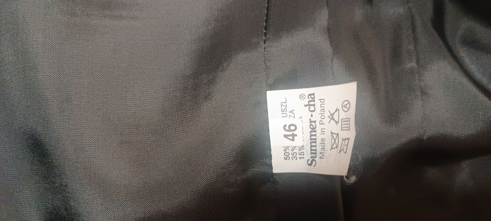 Garnitur męski trzyczęściowy 46/170 czarny w prążki Summer Cha/stan id