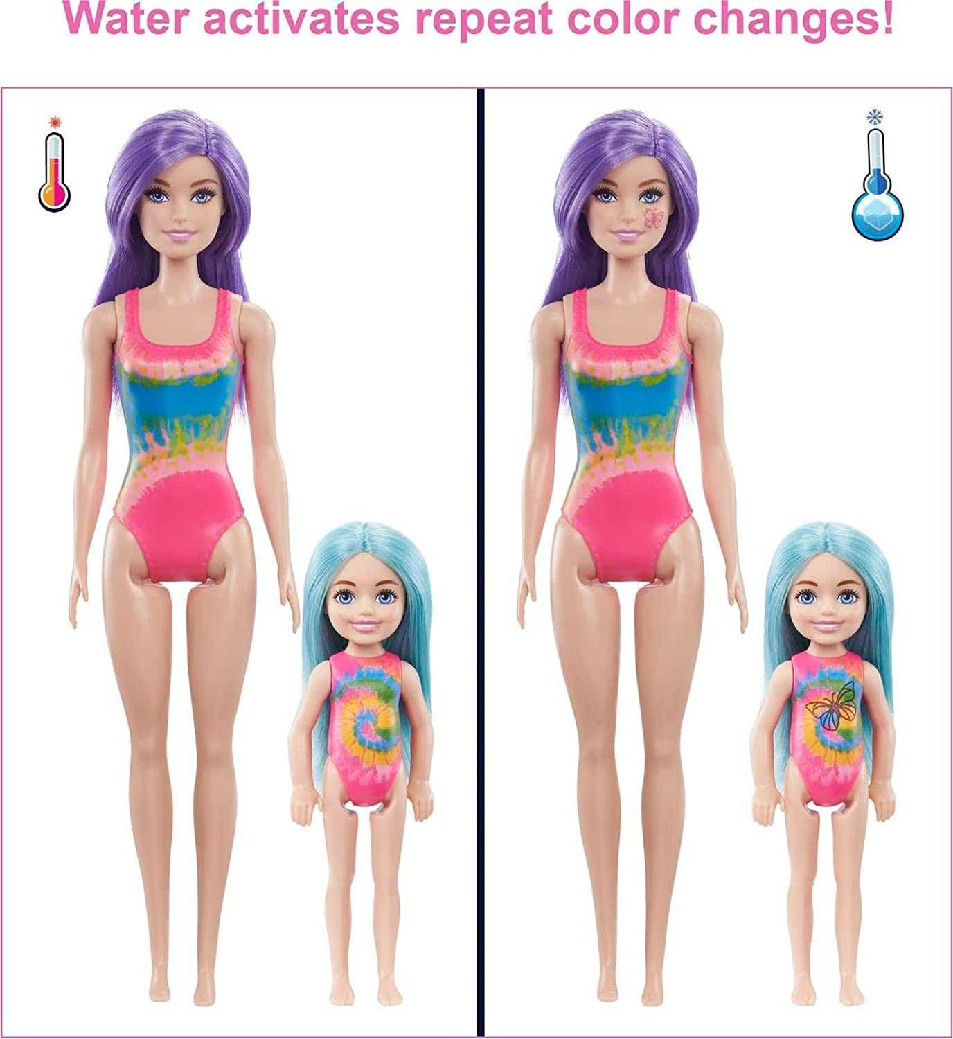 Барби и Челси 50 аксессуаров Barbie Color Reveal Gift Set TieDye HCD29