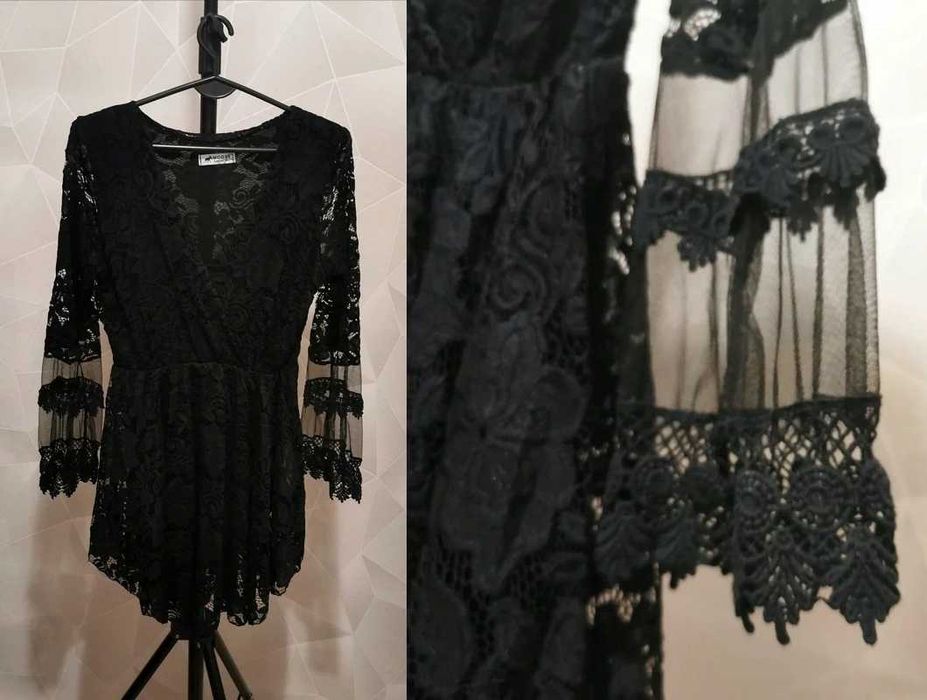Kombinezon koronkowy czarny sukienka 36 38 40 S M L, NA ŚWIĘTA WIGILIĘ