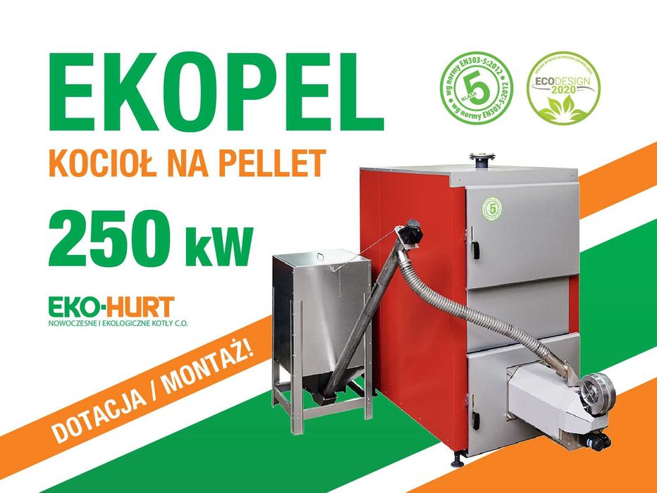 Kocioł na pellet 250kW EKOPEL - dotacje - certyfikat ECODESIGN, ZUM