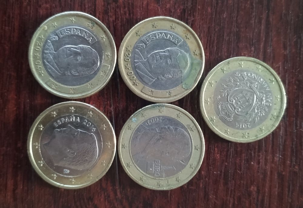 *Moneta 1 euro mix - komplet 5 szt
