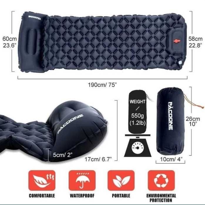Kompaktowy materac turystyczny, dmuchany lekki ultralight ok 550g NOWY