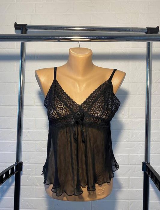 Чорний плісірований вінтажний пеньюар  marilyn monroe