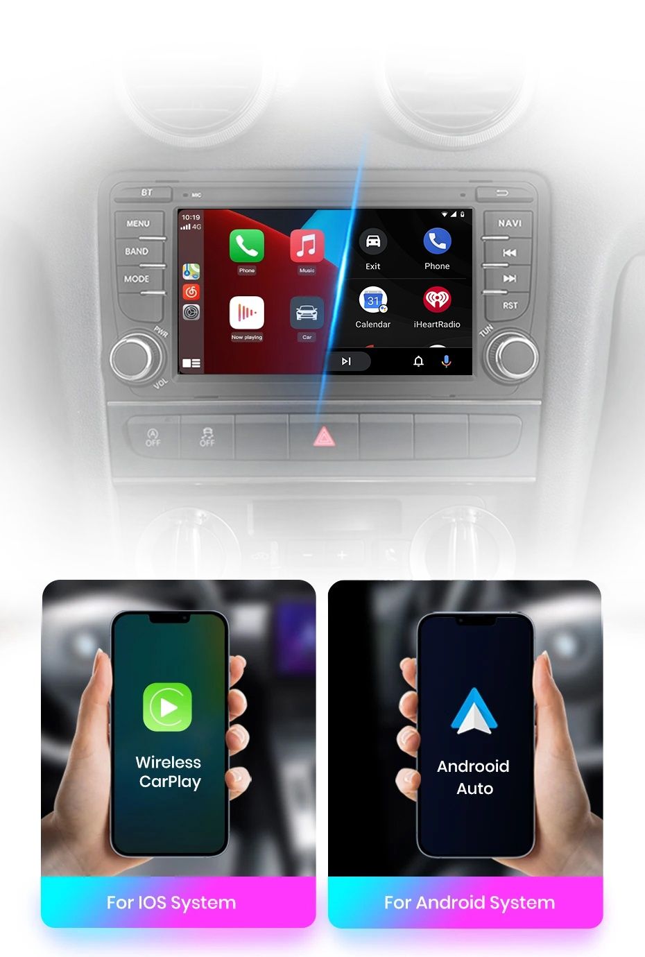 Rádio 7" android Fiat Grande Punto Linea 2/32 WIFI GPS CARPLAY Novo