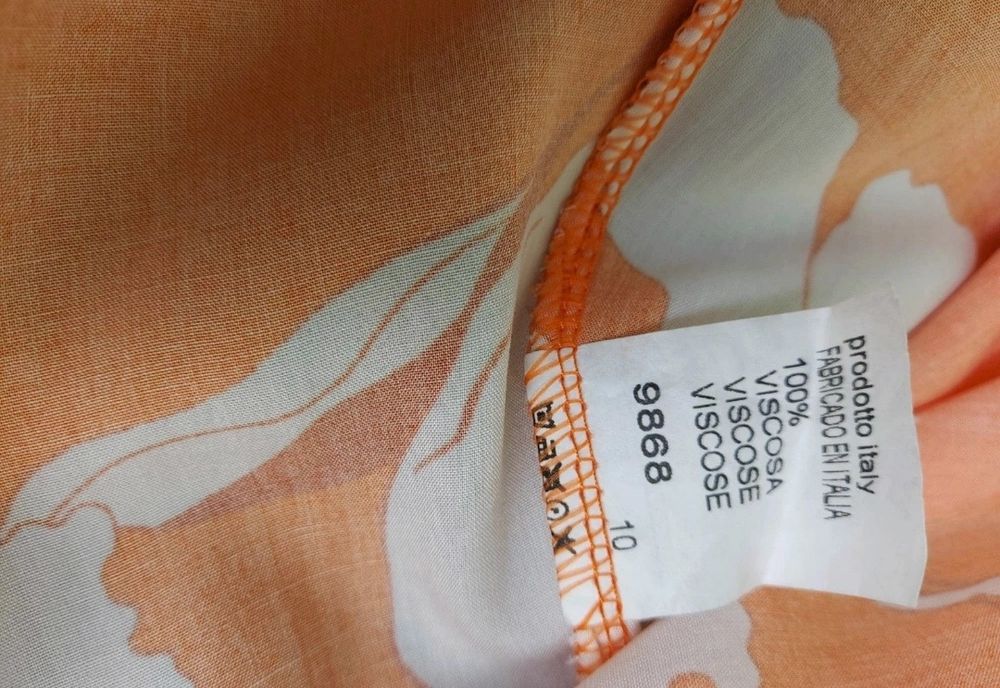 Nowa pomarańczowa wiskozowa sukienka w kremowe duże kwiaty M 38