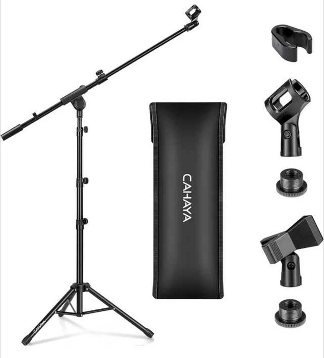 Suporte de microfone + braço + duas pinças