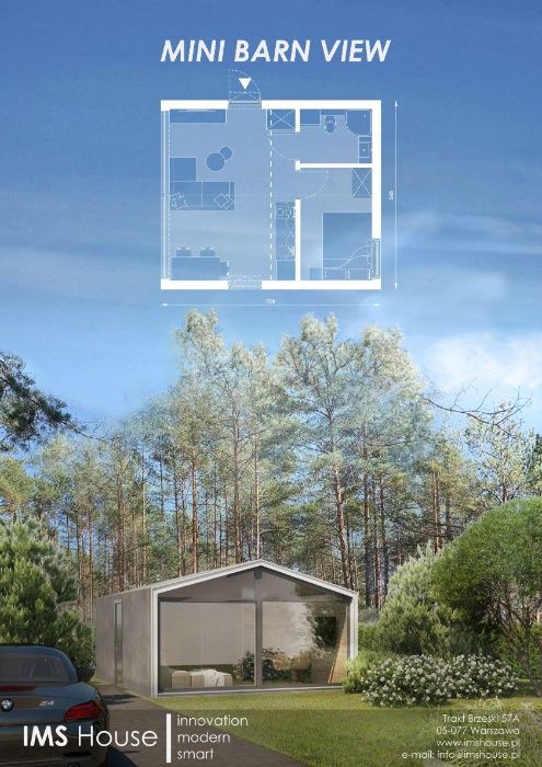 Domek modułowy letniskowy nowoczesna stodoła 35m2 bez pozwolenia