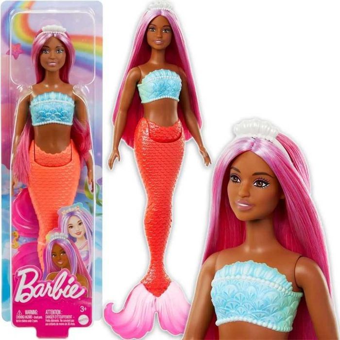 barbie lalka syrenka z ciemnoróżowymi włosami hrr04