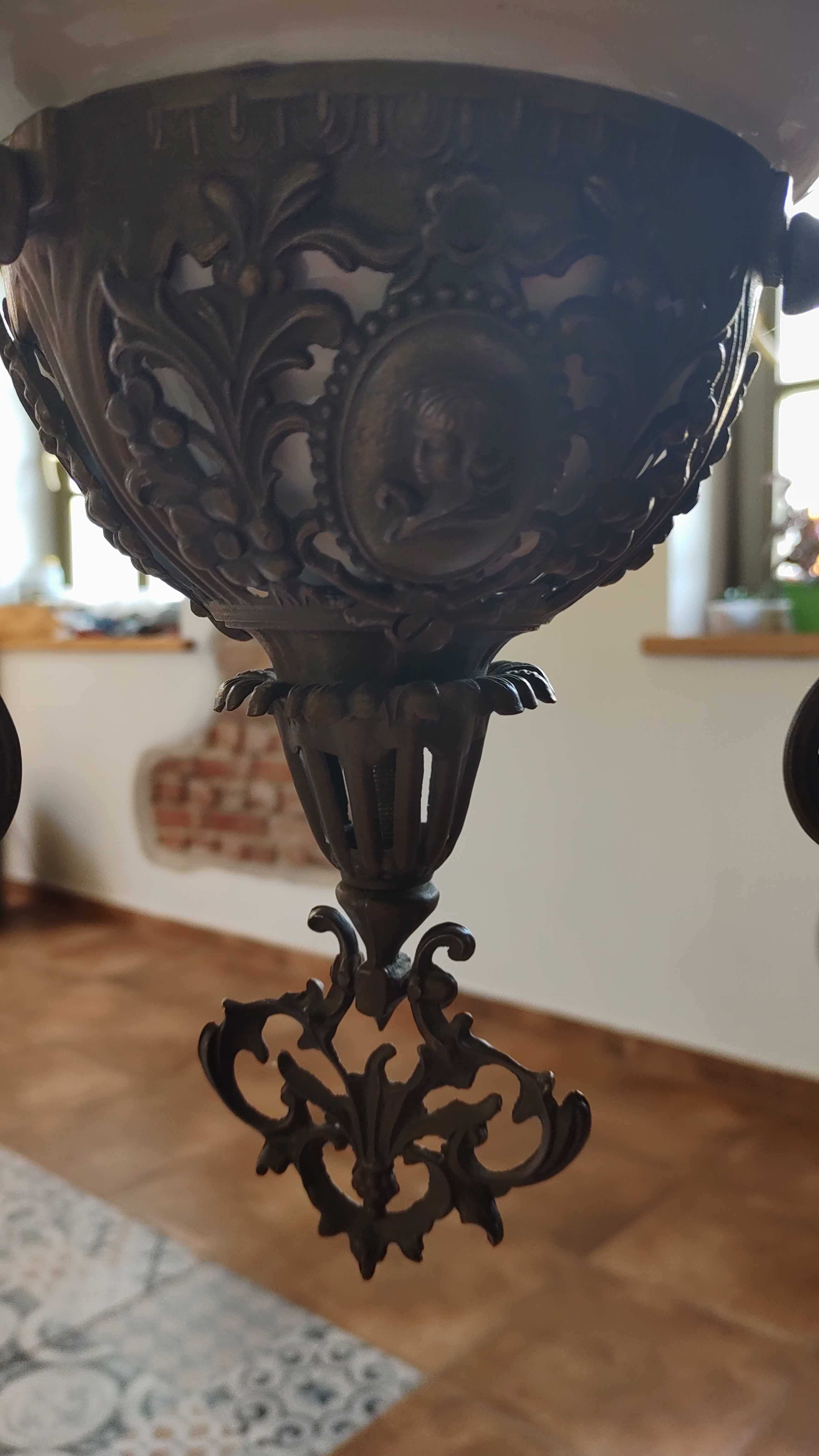 Piękna mosiężna lampa secesyjna 1892