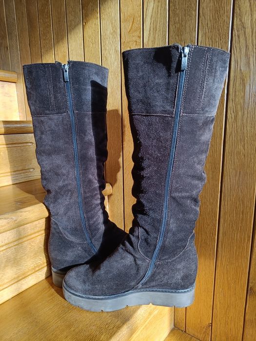 Чоботи коричневі замшеві, 40 розмір