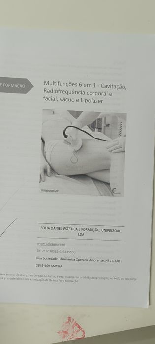 Manual de máquina de multifunções corpo e rosto estética usado