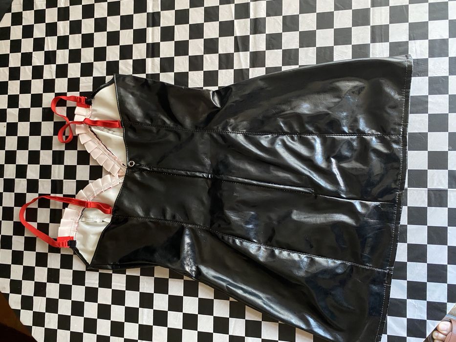 Латексна вінілова лакова лакована чорна латекс жіноча сукня пенюар