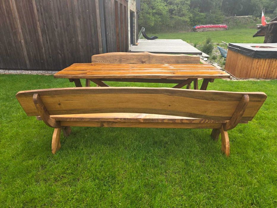 Komplet mebli ogrodowych z litego drewna świerkowego solidne PROMOCJA