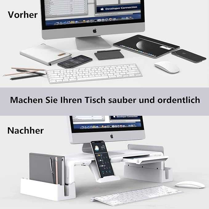 Podstawka półka regulowana pod monitor laptop organizer z szufladami