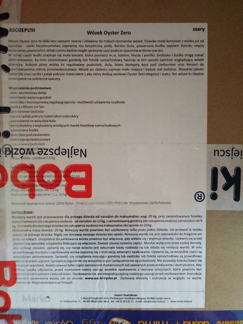 Oyster Zero wózek spacerowy spacerówka do 3 lat