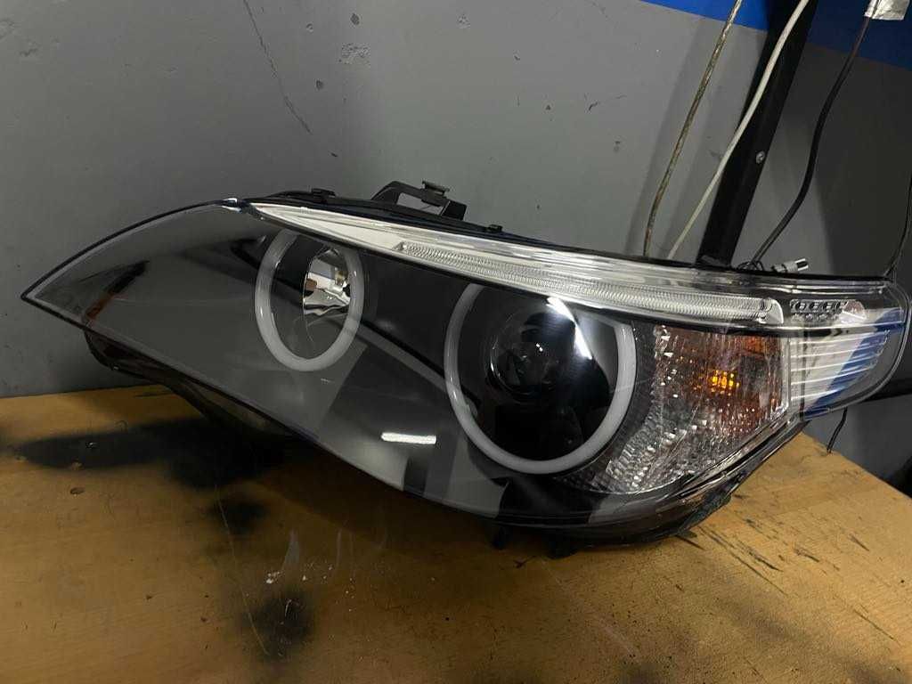 Reflektory lampy przód BMW E60 biled, cotton, ringi led, bi LED, GW.