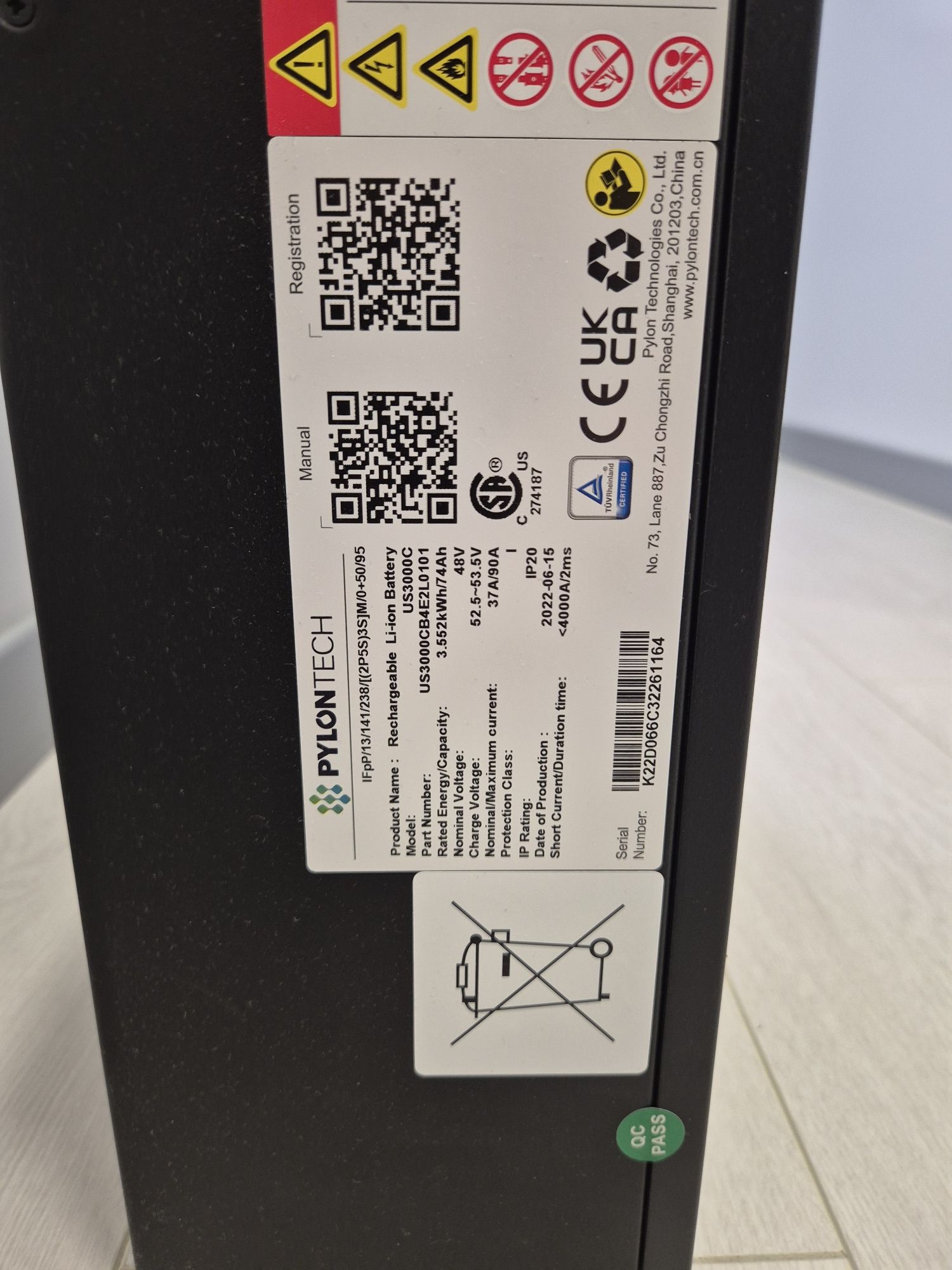 Акумуляторна батарея Pylontech US3000C (3,5 кВт * год / 48В
