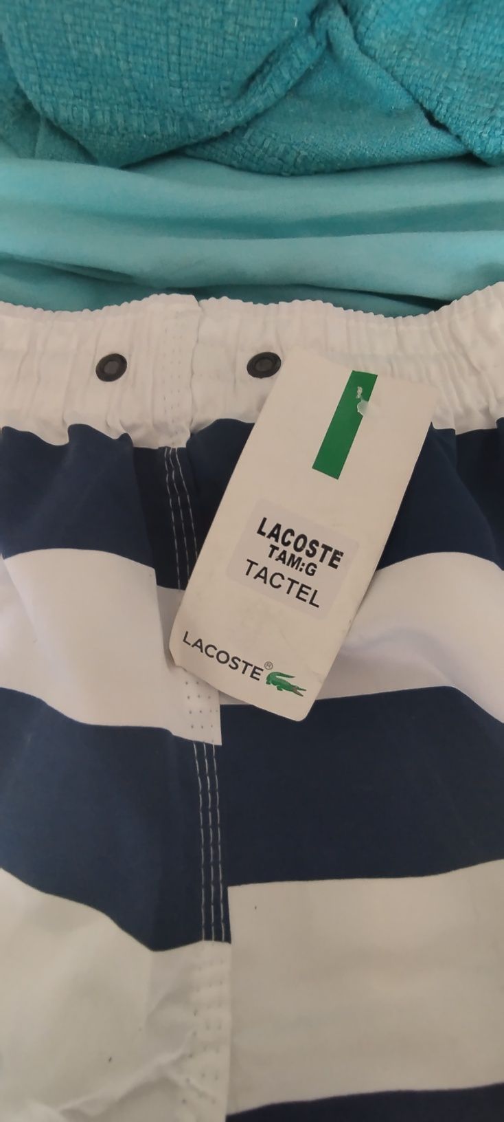 Calção Lacoste azul e branco M
