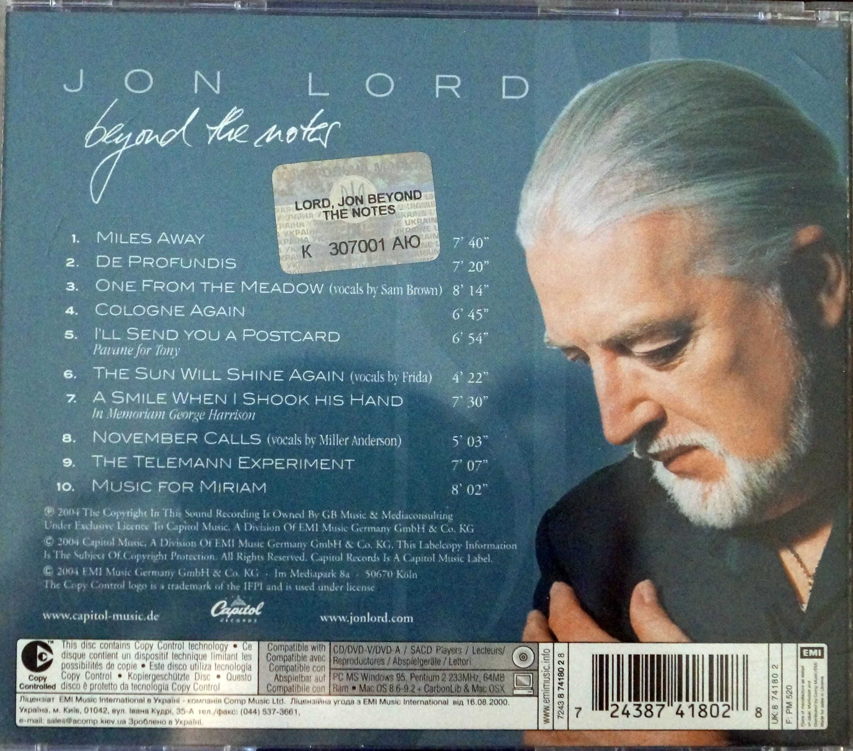 Jon Lord - Beyond The Notes CD