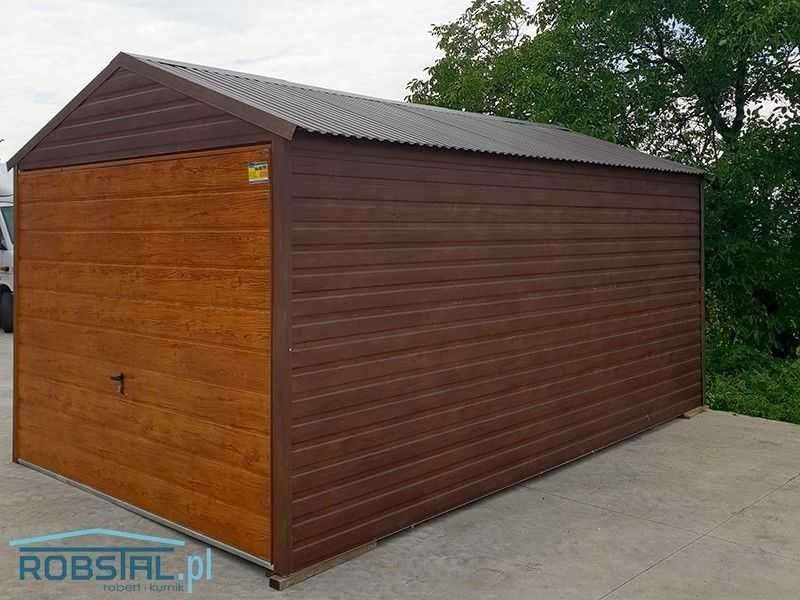 Garaż blaszany 3x5 – drewnopodobny PREMIUM, wyprzedaż, szybka dostawa