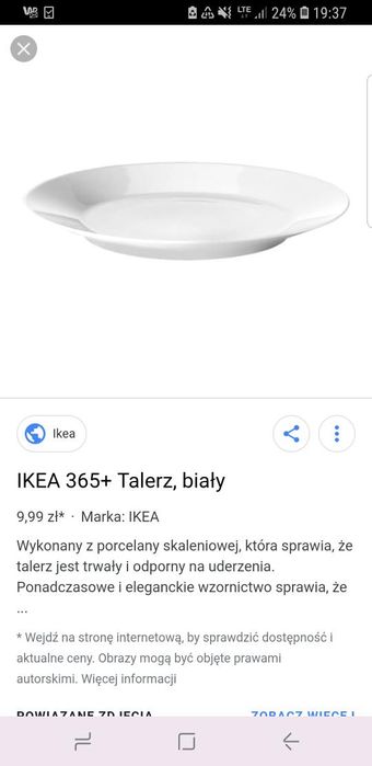 Talerze porcelanowe gładkie białe Ikea 22 szt