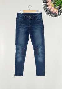 190. Spodnie jeansowe damskie zamki M L 38 40