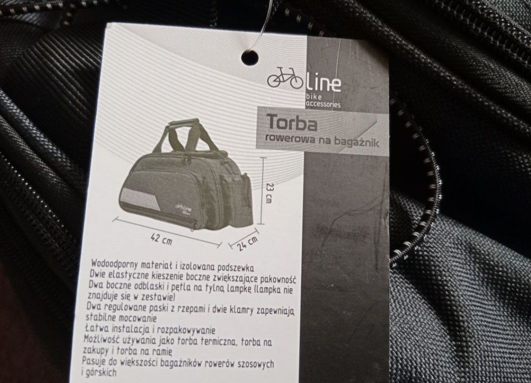 Nowa torba termiczna na bagażnik rowerowy