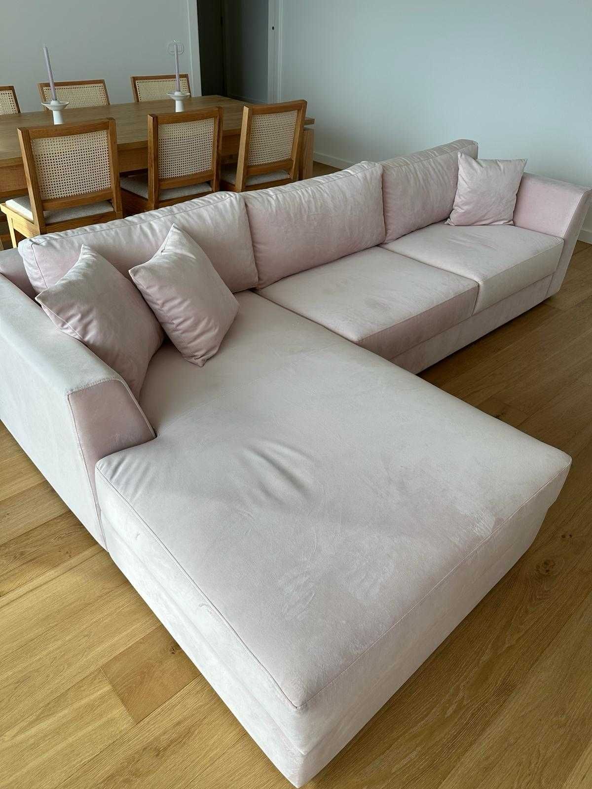 Sofá com chaise longue - Cor de Rosa