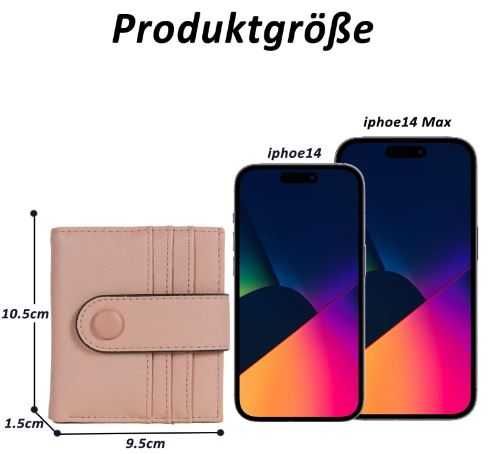 TAN.TOMI Fashion Mały Damski Portfel Skórzany z Zawieszką Kolor Różowy