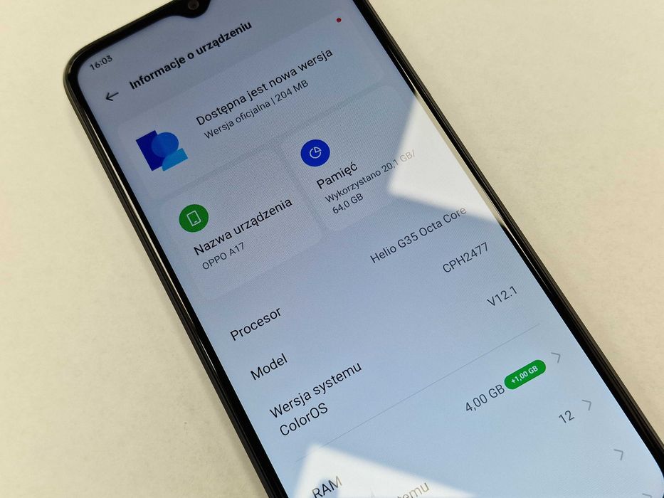 OPPO A17 4GB/ 64GB/ Midnight Black/ Grade A-/+Ładowarka/ Gwarancja