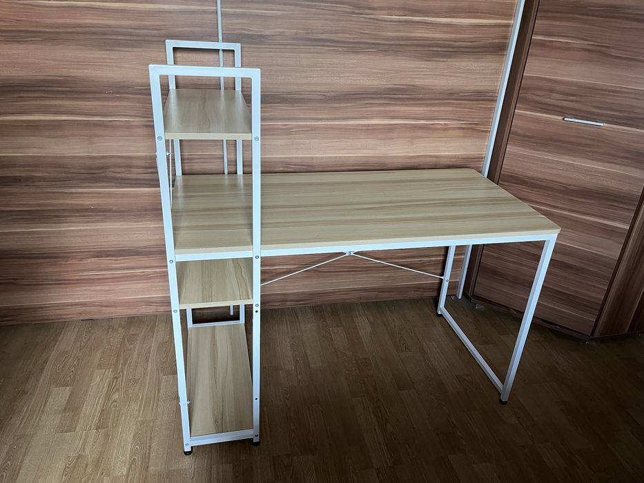 Biurko z regałem białe/dąb sonoma KOLKO Agata Meble