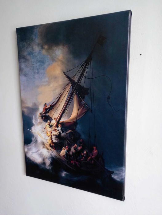 Obraz na płótnie - Rembrandt, Burza na Jeziorze Galilejskim, 45x65cm
