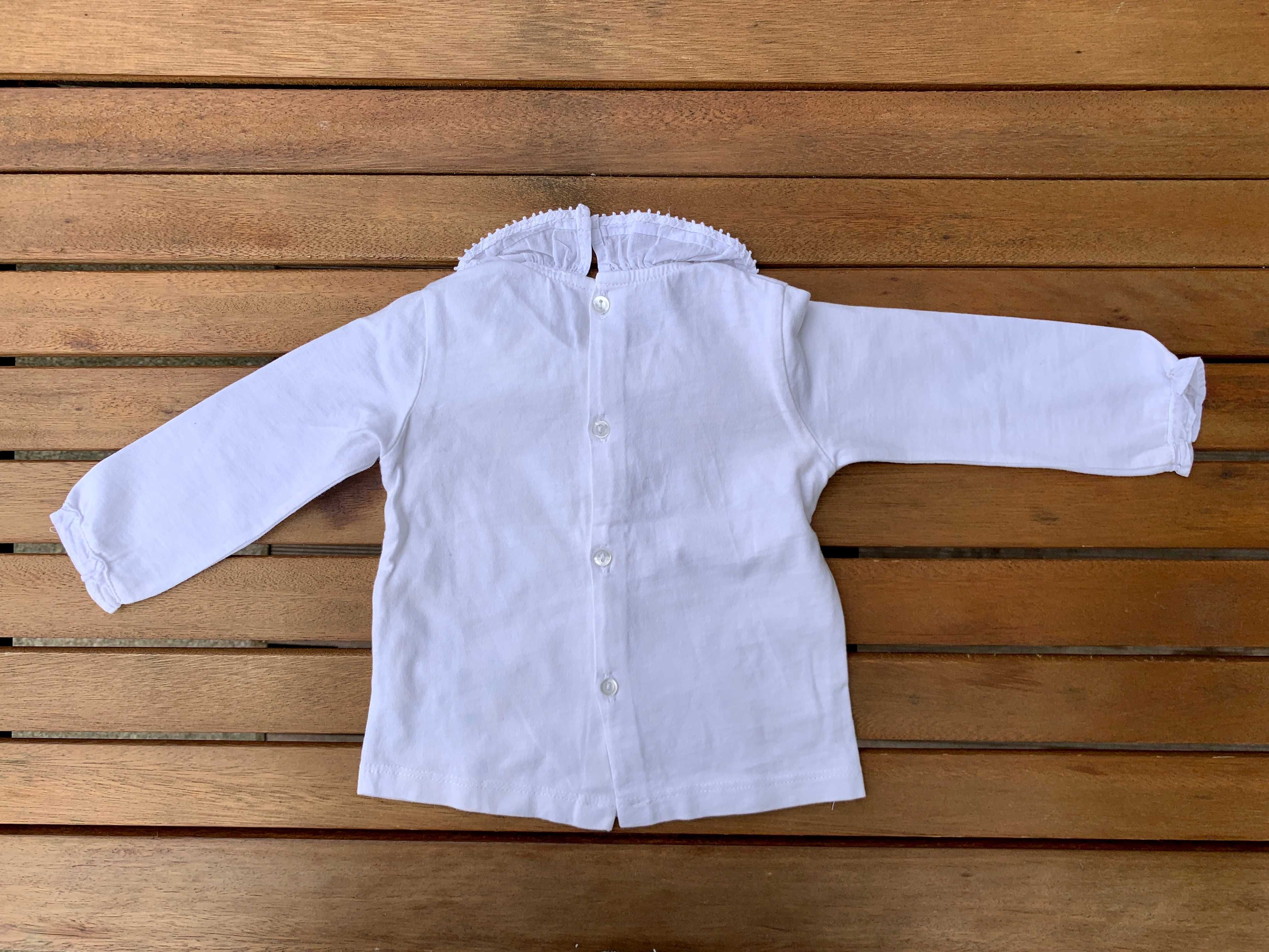 T-shirt de manga comprida, com gola, algodão, tam:0-3meses, zara
