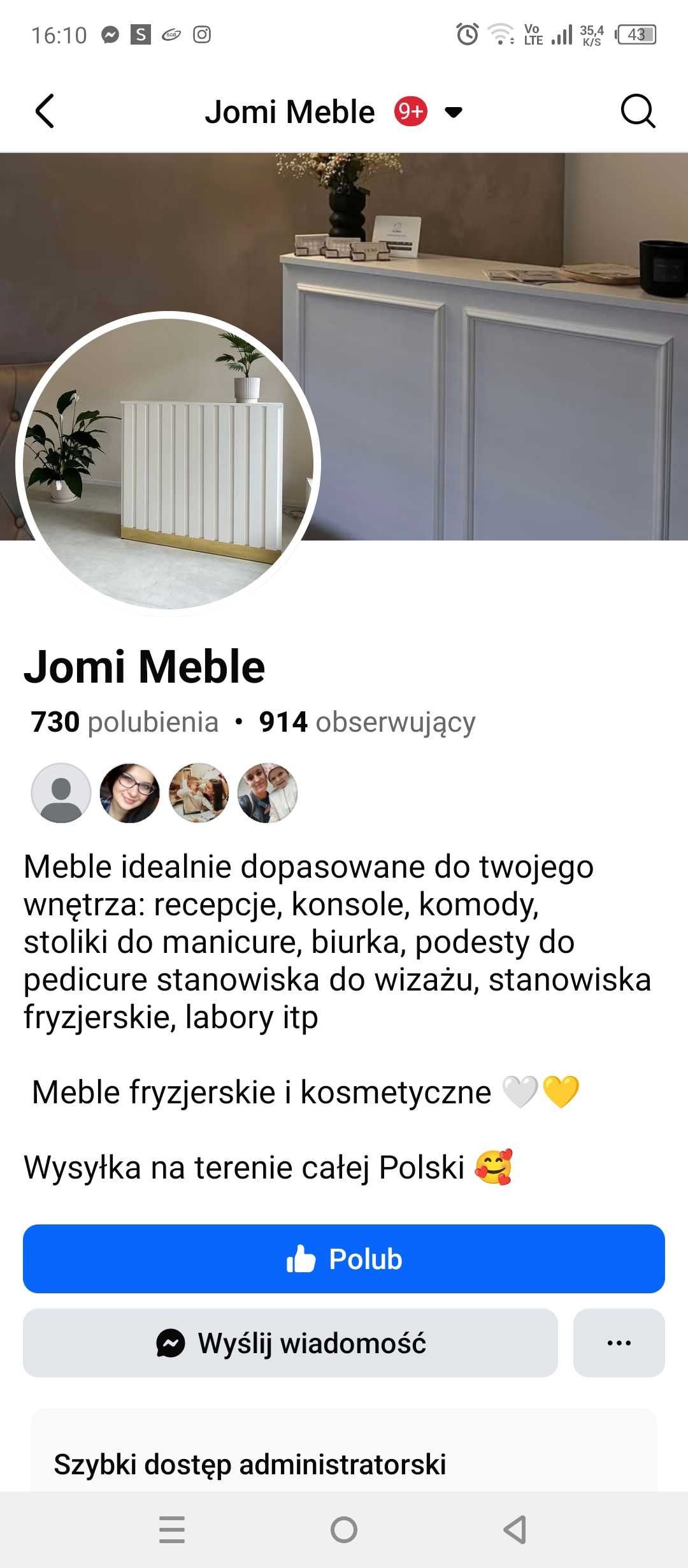Recepcja lada recepcyjna  biel złoto lamelki ryflowana NOWA na wymiar