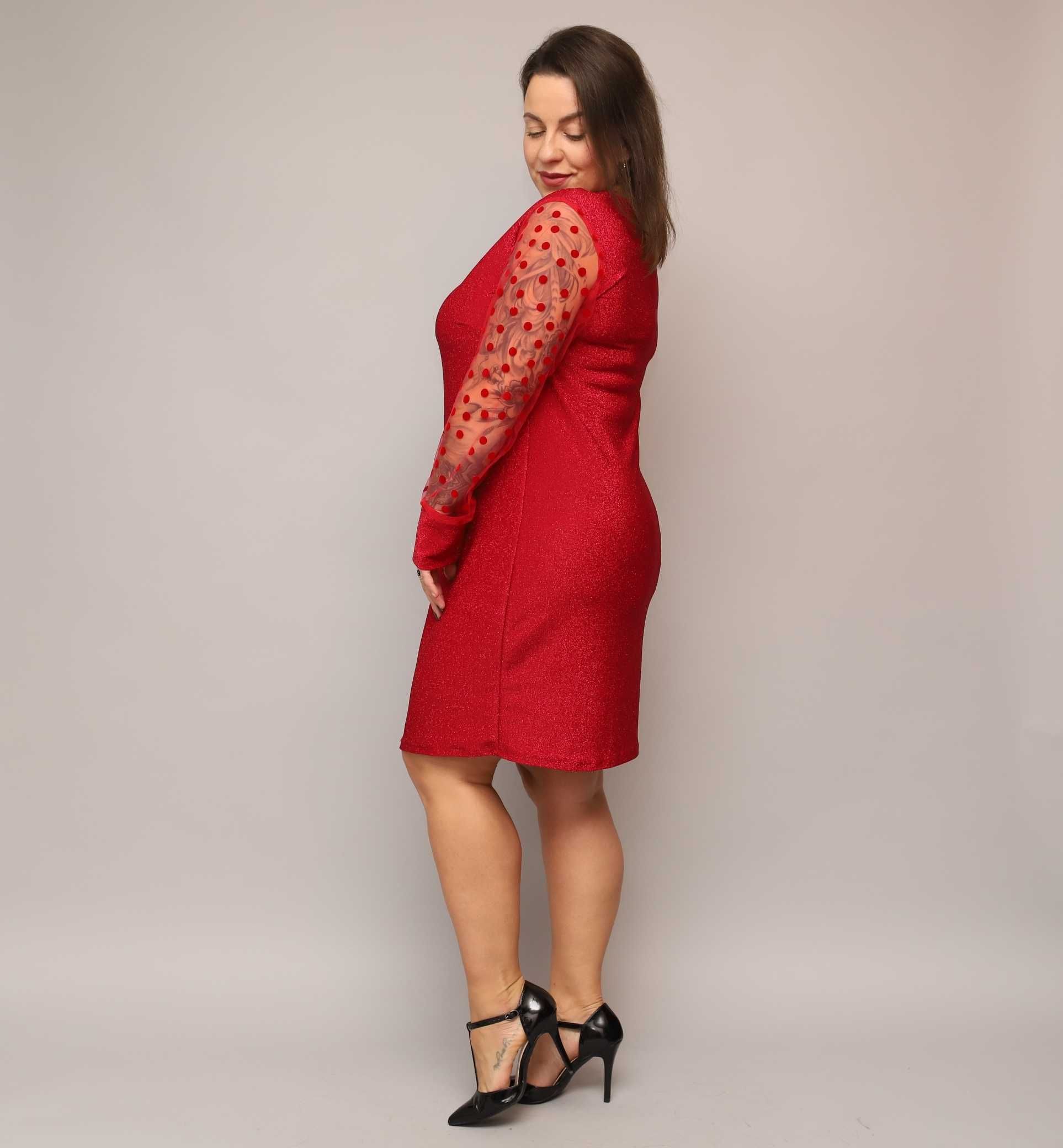 Piękne sukienki PLUS SIZE. Siateczkowe rękawy. 2XL-4XL