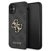 Guess Etui do iPhone 11 / XR Szary z Metalowym Logo