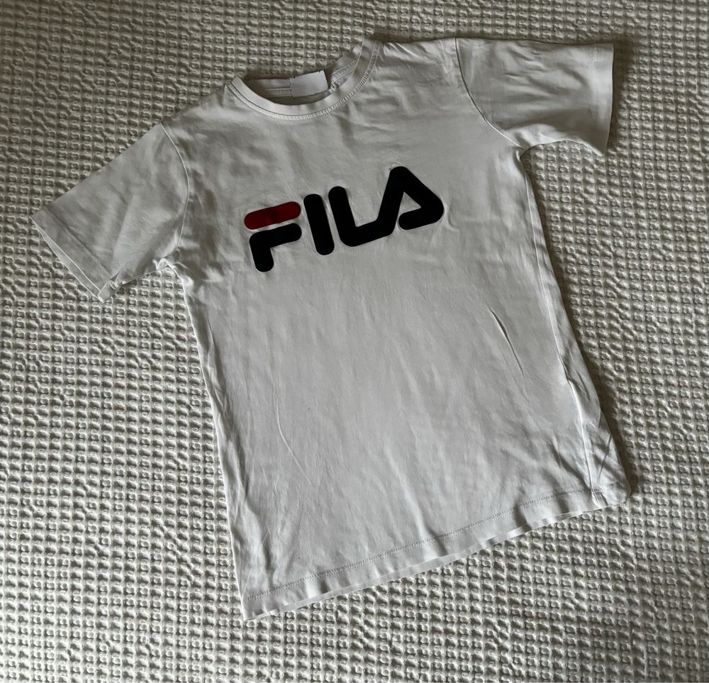 Fila t shirt biały koszulka Logo 134/140 modny wiosna