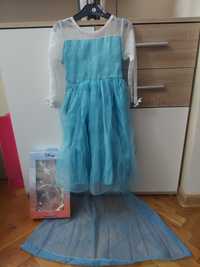 Sukienka przebranie karnawałowe Elsa Kraina Lodu plus dodatki
