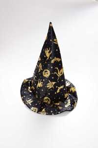 Колпак на хеллоуин шапка черная с рисунком тыква хэллоуин