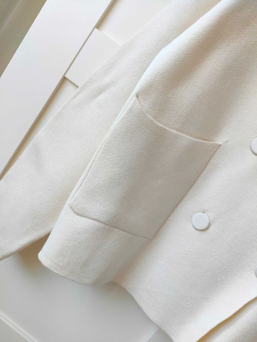 Elegancki zestaw sweterkowy sweter dzianina garnitur wide leg M L